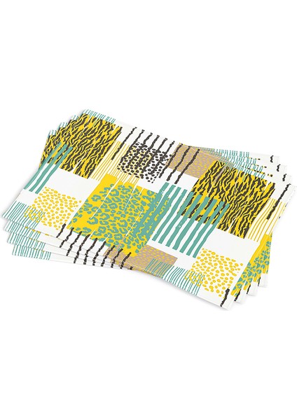 Sarı Mavi Modern Leopar Desenli Dijital Baskı Amerikan Servisi 4'lü Set CGH356-AS