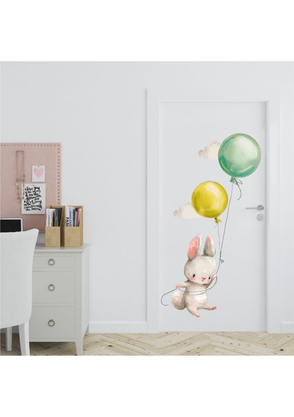 Balonlu Tavşan Kapı Sticker