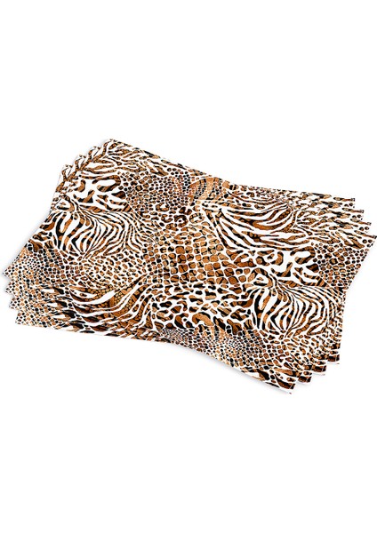 Kahverengi Beyaz Leopar ve Zebra Desenli Dijital Baskı Amerikan Servisi 4'lü Set CGH346-AS