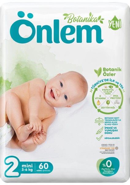 Botanika Bebek Bezi Ikilijumbo Paket 2 Beden Mini 60 Adet (3 - 6 Kg)