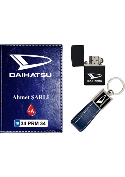 Isiminize Özel Dahıatsu Logolu Lacivert Ruhsat Kabı - Anahtarlık - Çakmak