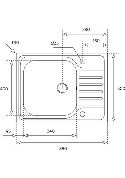 CLASSIC 1B ½ D 580.500 Ankastre Sol Damlalıklı Eviye Paslanmaz Çelik 58 cm 40133221 fiyatları