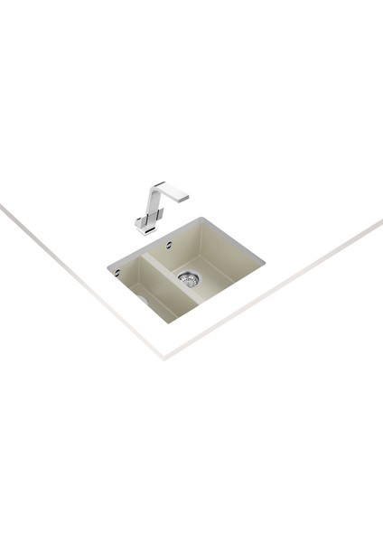 SQUARE 560 TG BRIGHT CREAM Tezgahaltı Granit Eviye Krem 56 cm 115260032 fiyatları