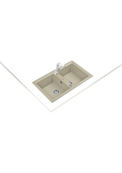 STONE 90 B-TG TOPASBEIGE Ankastre Kumanda Sifonlu Granit Eviye Bej 90 cm 115260011 fiyatları