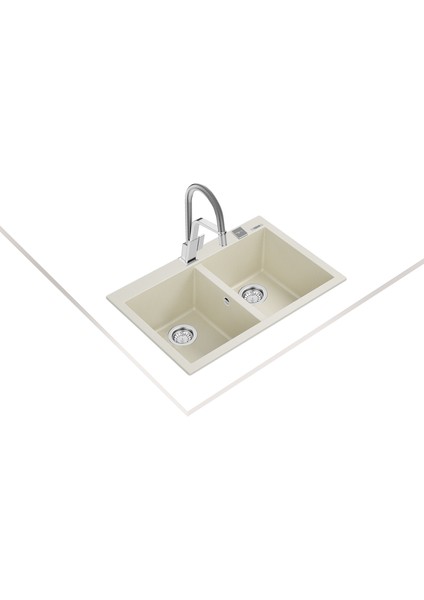 FORSQUARE 790 TG BRIGHT CREAM Ankastre Kumanda Sifonlu Granit Eviye Krem 79 cm 115260017 fiyatları