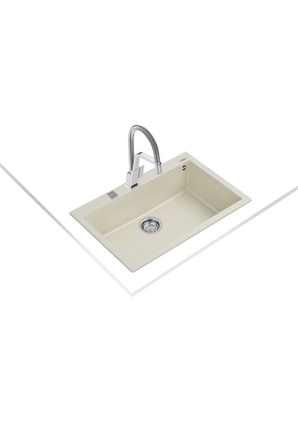 FORSQUARE 72.40 TG BRIGHT CREAM Ankastre Kumanda Sifonlu Granit Eviye Krem 72 cm 115230003 fiyatları