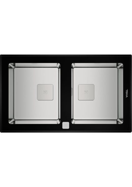 DIAMOND RS15 2B 86 Ankastre Kumanda Sifonlu Cam Eviye Siyah/Çelik 86 cm 115030017