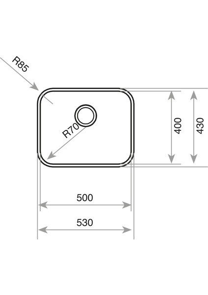 BE 50.40 PLUS Tezgahaltı Eviye Paslanmaz Çelik 50 cm 10125122