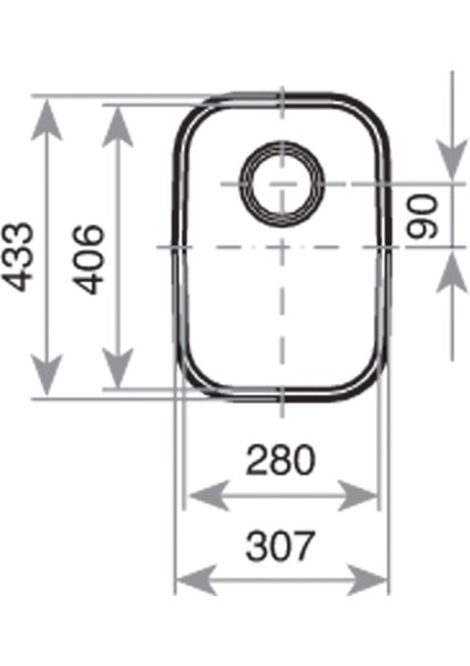 BE 28.40 TEZGAHALTI EVYE Tezgahaltı Eviye Paslanmaz Çelik 28 cm 10125003