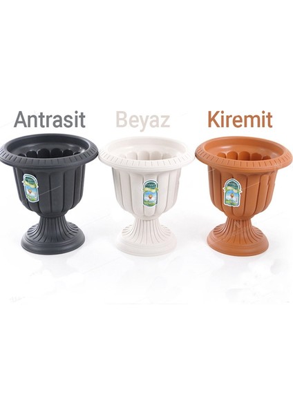 Nergis Saksı 47,6X47,4 cm 25,3 Lt Krem Saksı Ayaklı Saksı Plastik Saksı Çiçek Saksısı Bahçe Saksısı