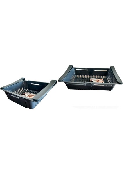 Buzdolabı Organizeri Boyu Ayarlanabilir Düzenleyici-Antrasit SIYAH-8125