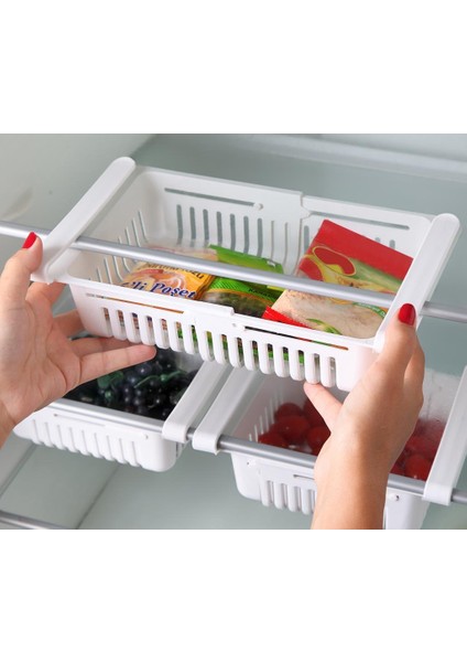 Buzdolabı Organizeri Boyu Ayarlanabilir Düzenleyici-Antrasit SIYAH-8125 fırsatları