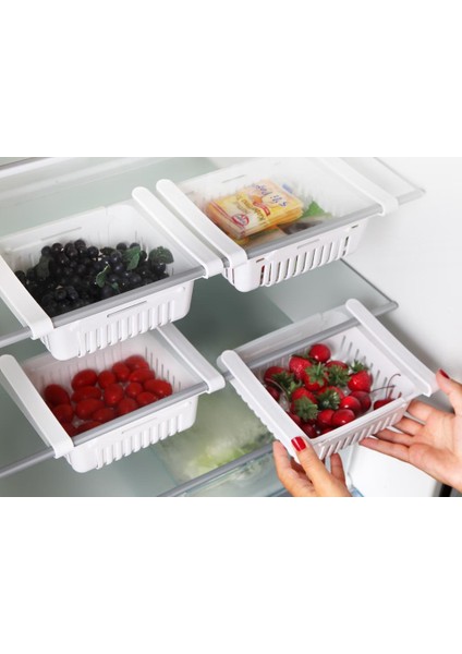 Buzdolabı Organizeri Boyu Ayarlanabilir Düzenleyici-Antrasit SIYAH-8125 indirimleri