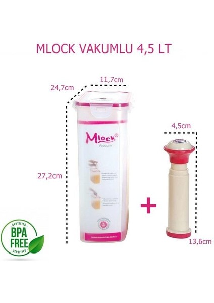 Moon Star Mlock Vakumlu Saklama Kabı 4,5 Lt+ POMPA-MVB-191
