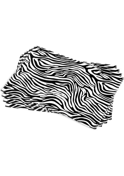 Siyah Beyaz Zebra Desenli Dijital Baskı Amerikan Servisi 4'lü Set CGH386-AS