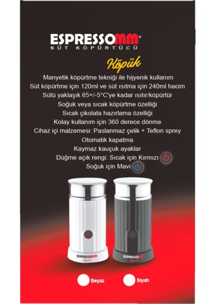 Espressomm® Köpük Süt Köpürtücüsü - Siyah