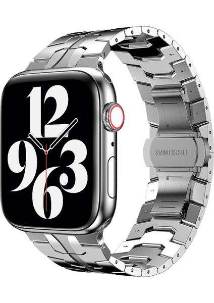 Apple Watch 7 45 mm Uyumlu Metal Kordon Premium Paslanmaz Çelik Kayış Şık & Agresif Tasarım fiyatları