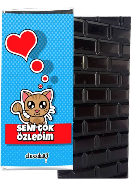 Seni Çok Özledim 100 gr Bitter Tablet Çikolata