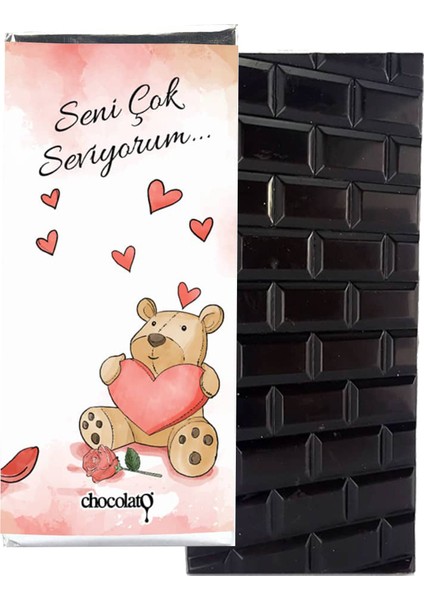 Seni Çok Seviyorum 4 100 gr Bitter Tablet Çikolata