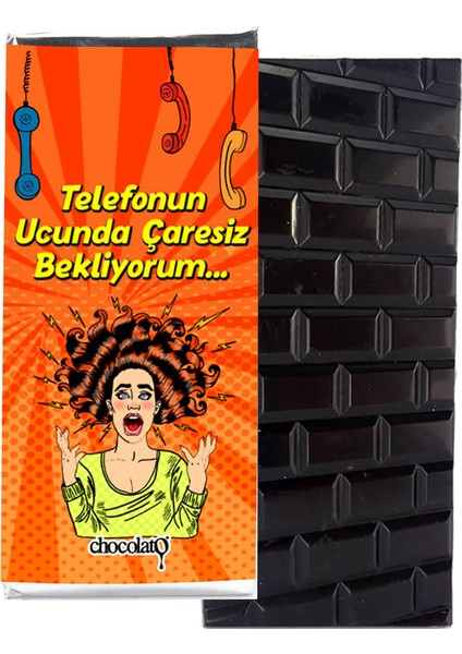 Telefonun Ucunda Çaresiz 100 gr Bitter Tablet Çikolata