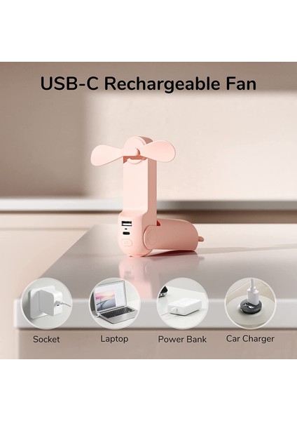 FIY Taşınabilir Fan 2000 Mah El 3'ü 1 Arada Mini Fan USB Şarj Edilebilir Küçük Cep El Feneri Özelliği (Yurt Dışından)