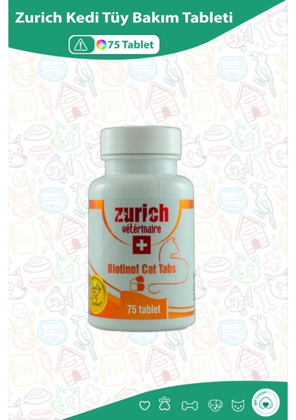 Zurich Kediler Için Biotin Kedi Tüy Döküm Önleyici Tablet 75 Tablet