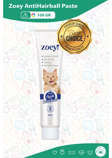 Zoey Kedi Anti Hairball Paste Tüy Yumağı Önleyici Malt Kedi Bakım 100 gr