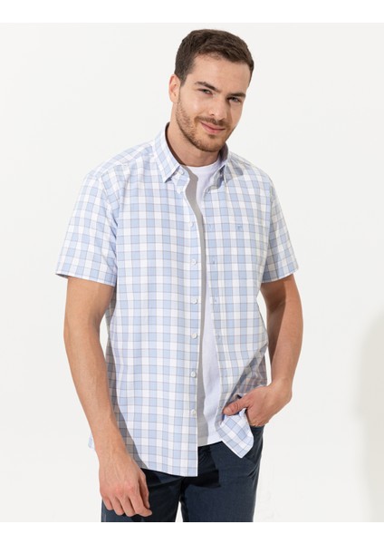 Erkek Açık Mavi Regular Fit Kısa Kollu Gömlek 50249666-VR003 modelleri
