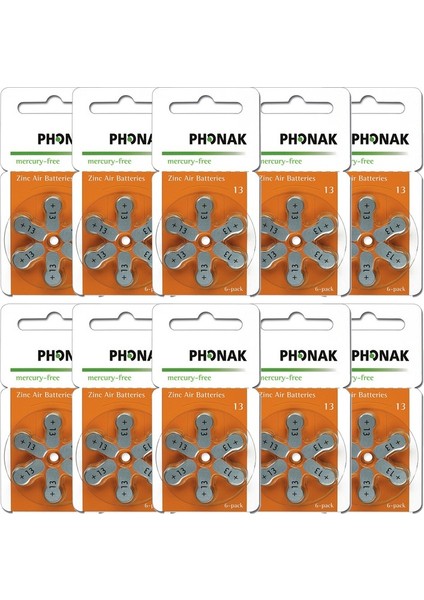 No:13 Işitme Cihazı Pili 10 Paket 60 Adet