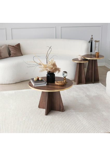 - Mushroom Sehpa Gold / Ceviz