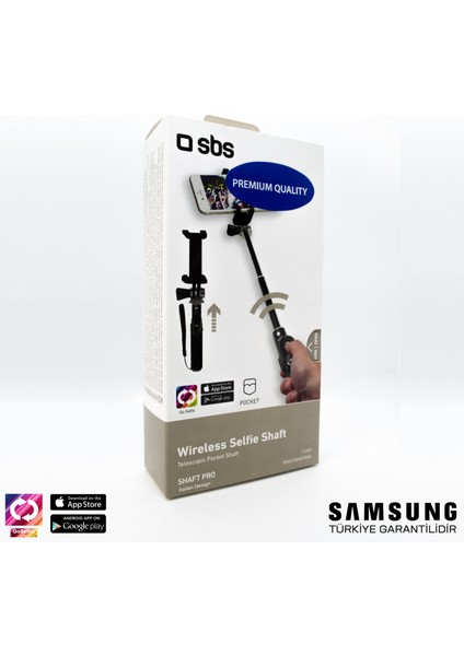 Premium Bluetooth Selfie Çubuğu Siyah Samsung Türkiye Garantili
