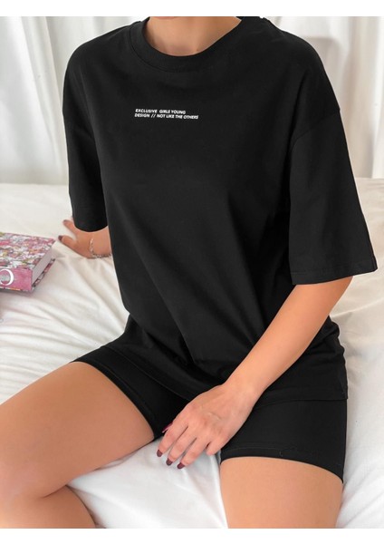 Excusive Yazı Baskılı Oversize T-Shirt