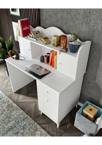 Akasya Çalışma Masası, Bilgisayar Masası, Ofis Masası Beyaz - Tamamı 1. Kalite Mdf