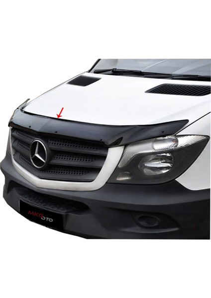 Mercedes Sprinter 2014 - 2018 Ön Kaput Koruyucu Rüzgarlığı Piano Black 3.2 mm Kalın Plastik