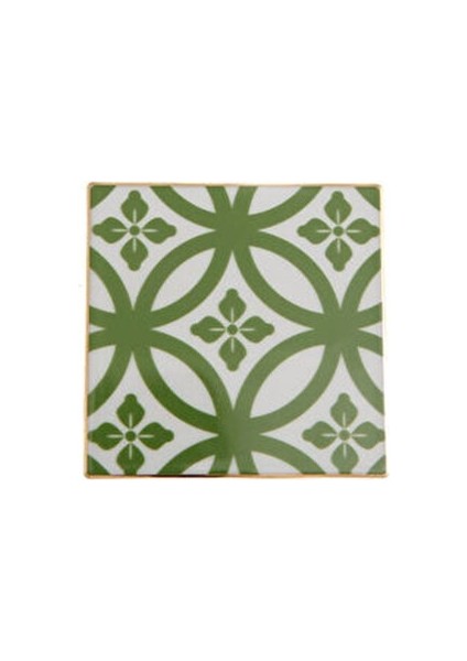 Morocco Desen 1 Yeşil Bardak Altlığı 10X10 cm