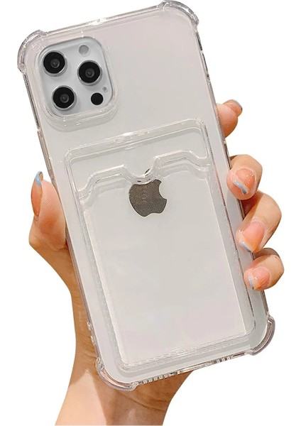 Iphone 12 Pro Max Şeffaf Kartlıklı Köşe Korumalı Silikon Kılıf Kapak fiyatları