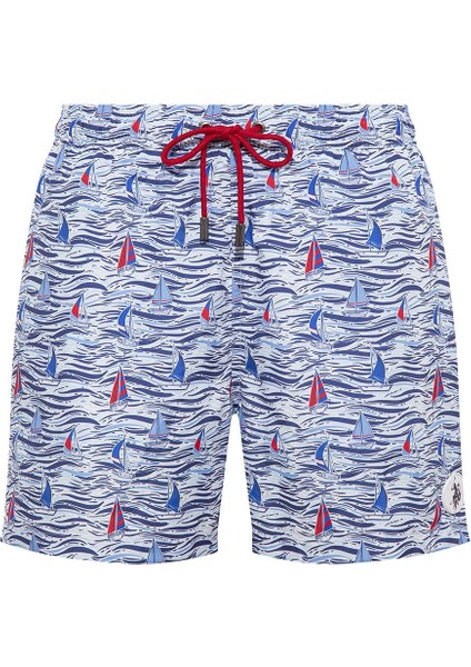 Erkek Mavi Orta Boy Deniz Şortu 22019 modelleri