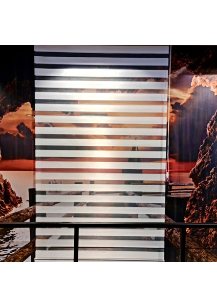 Stor Zebra Perde Ekru Renk (Kırık Beyaz) Düz Etek Dilimsiz Model modelleri