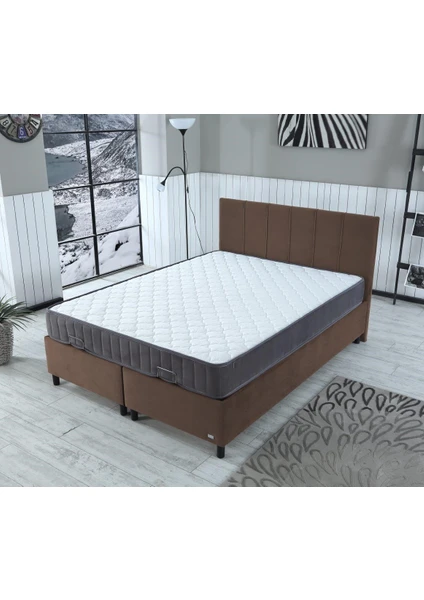 Ipek Mobilya Alto Set  Baza + Başlık + Yatak  Renk Kahverengi 120X200