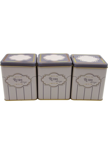 ERB49U6 Kare Metal Saklama Kabı 120X120 3 Lü Set, Retro