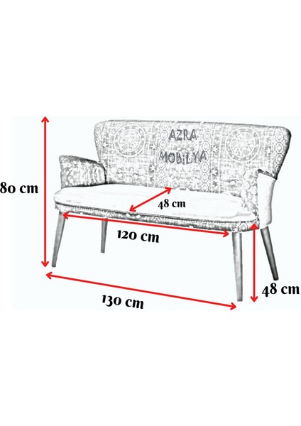 Azra Aksesuar Çay Seti Koltuk Takımı Oturma Grubu Balkon Cafe Ofis 2+1+1