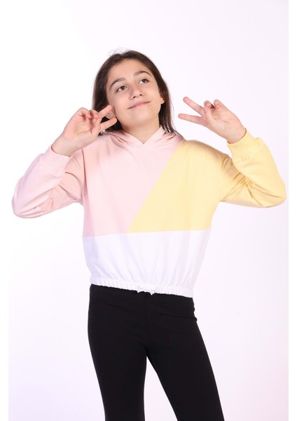 Toontoy Kız Çocuk Garnili Kapüşonlu Sweatshirt