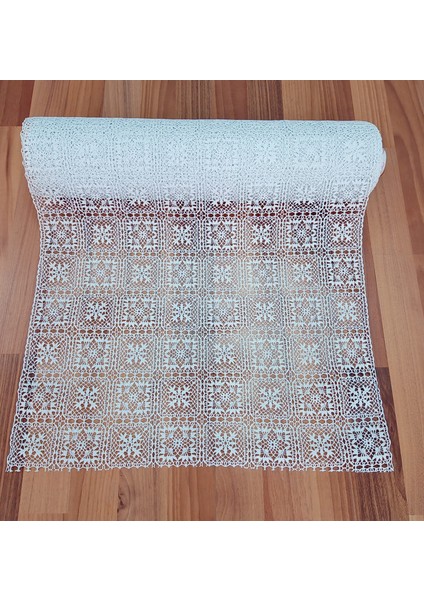 Meiwa Japon Pvc Dantel Raf-Dolap-Çekmeçe-Runner Örtüsü / Ebat : 50 Cmx 5 mt Beyaz Küçük Kare 3