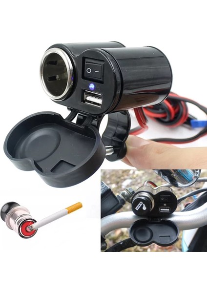 Motosiklet Çakmaklık / USB Şarj / Çakmak Soketi 12V Su Geçirmez