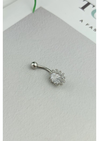 316 L Cerrahi Çelik Taşlı Göbek Piercing TRPIERCING0113 PIERX200X