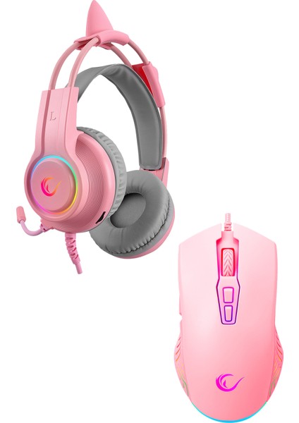 X-Pink Girl Pembe Gaming Oyuncu Seti ( X-Catty Pembe 7.1 Rgb Oyuncu Kulaklık + Spear Rgb 7200DPI Oyuncu Mouse ) fiyatları