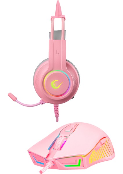 X-Pink Girl Pembe Gaming Oyuncu Seti ( X-Catty Pembe 7.1 Rgb Oyuncu Kulaklık + Spear Rgb 7200DPI Oyuncu Mouse ) modelleri