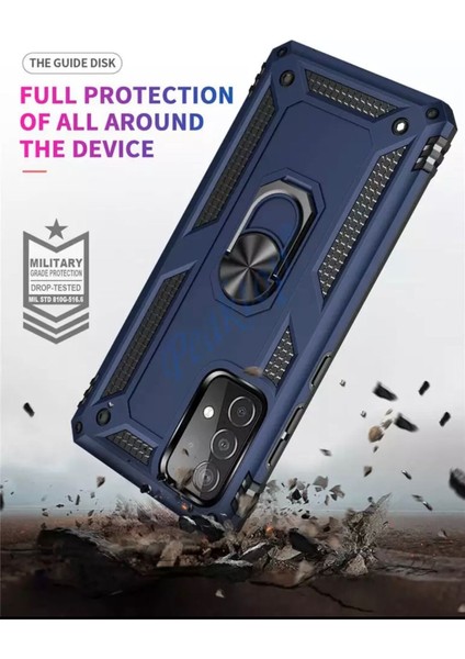 Samsung Galaxy A53 5g Uyumlu Kılıf Kamera Çıkıntılı Armour Military Zırh Tank Silikon Yüzüklü Standlı