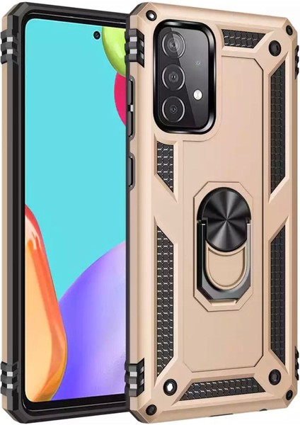 Samsung Galaxy A53 5g Uyumlu Kılıf Kamera Çıkıntılı Armour Military Zırh Tank Silikon Yüzüklü Standlı