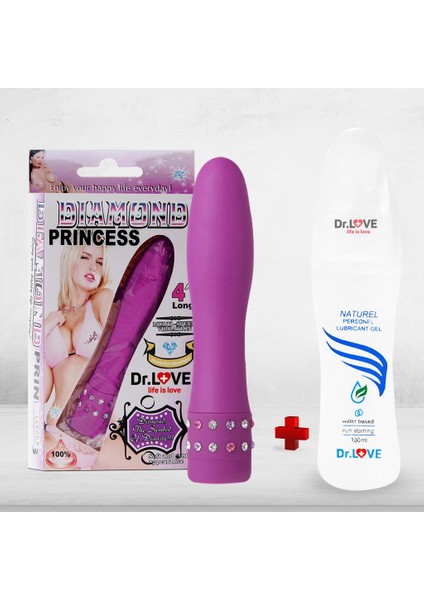 Dr. Love Güçlü Titreşimli Mini Vibratör Pırlanta Desenli Mor + Dr. Love